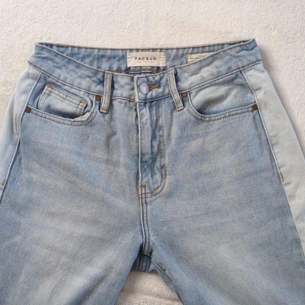 Pacsun Faded Distressed Frayed Two Tone Mom Jeans Size 25